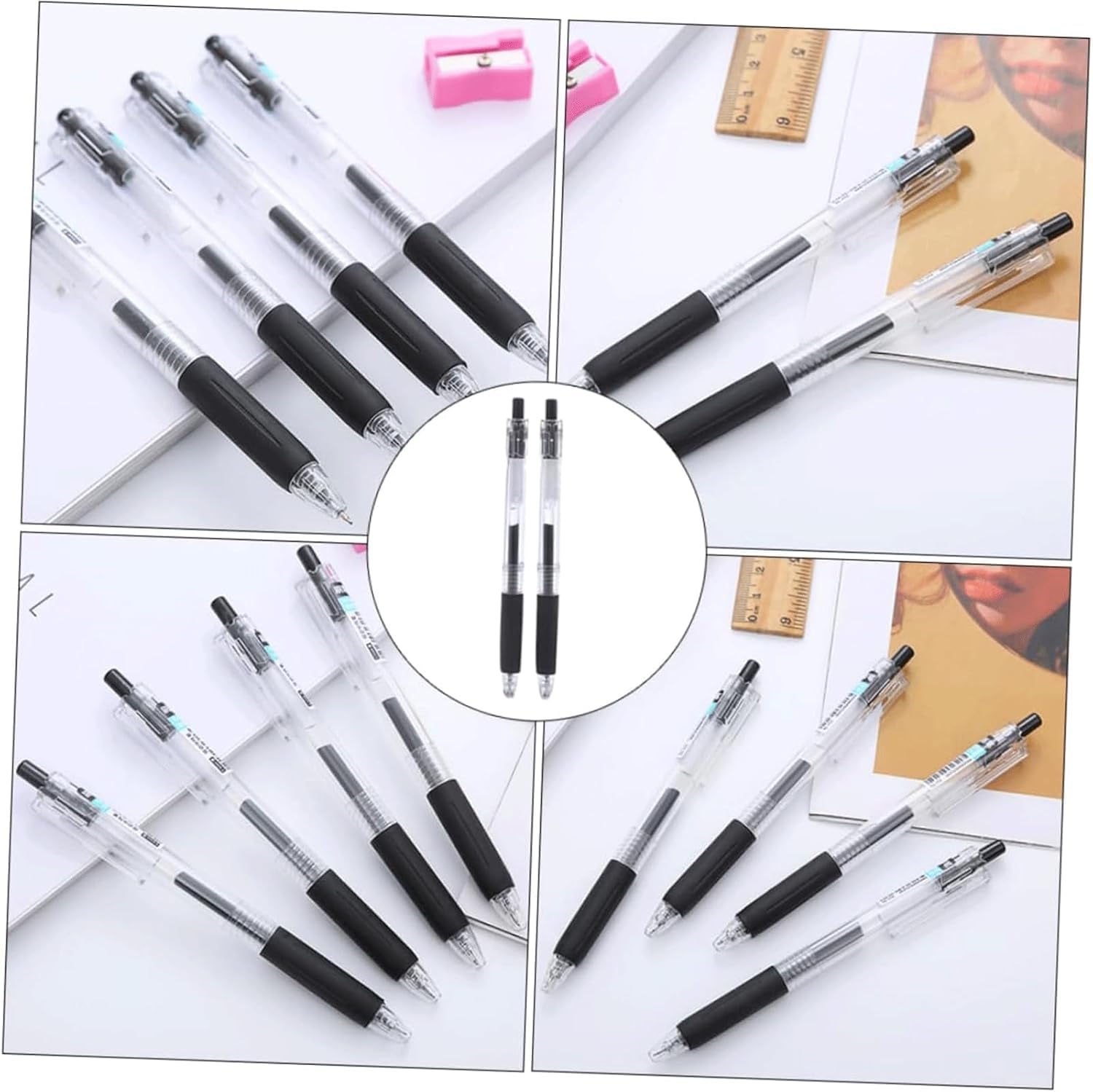 16 Pack Smooth Writing Gel Ink Pens - Quick-Drying Black Ballpoint Rollerball Pens for Students, Office & School Supplies (Perfect for Note Taking, Journaling & Art Projects)
