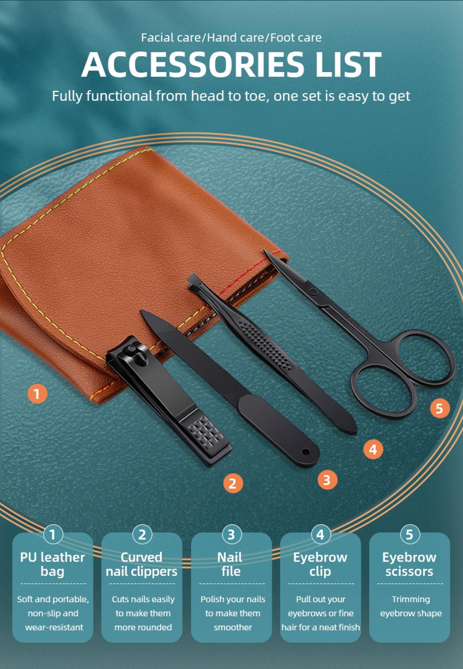 Premium 4-Piece Nail Clipper Set with Scissors, File & Leather Case - Rose Gold Manicure Kit for Thick Nails, Home Travel Grooming Gift (Ideal for Home Care, Travel Essentials & Salon Professionals)