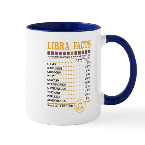 White/Navy Inside - Libra Facts Zodiac Mugs