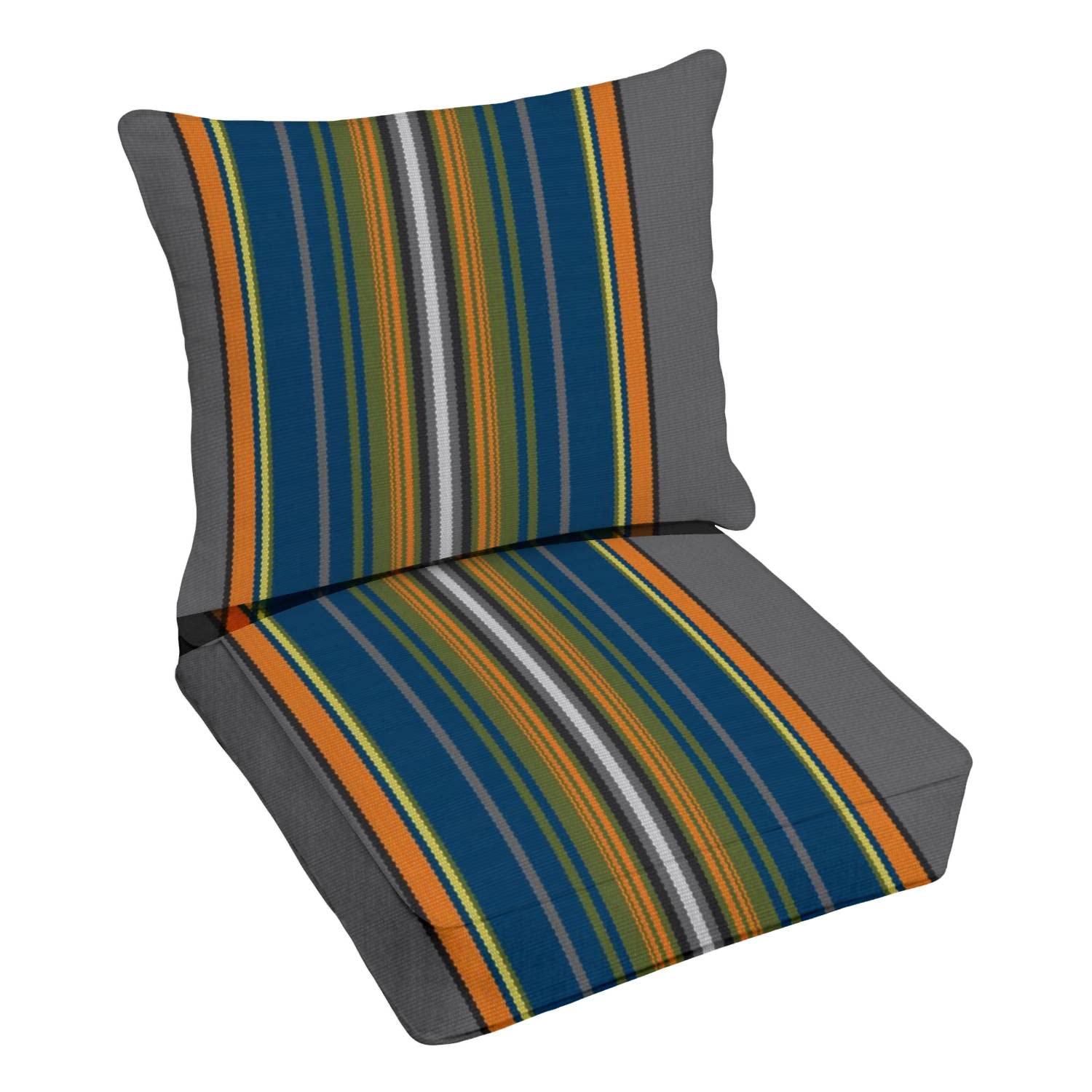 Premium Outdoor Deep Seating Cushion Set - Seamless Textile Design with Abstract Colored Stripes - Replacement Cushions for Patio Lounge Chairs - Perfect for Backyard, Poolside & Garden Relaxation