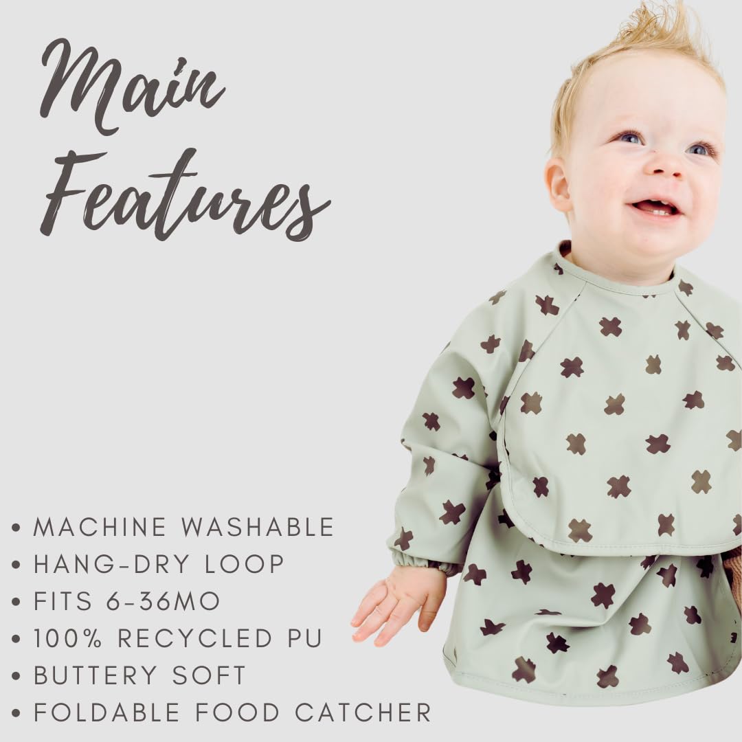 Premium Soft Waterproof Baby Bibs with Pocket for Toddlers 6-36 Months - Cute Long Sleeve Feeding Bibs for Messy Eaters - Ideal for Meal Time, Snacks & Daycare Use