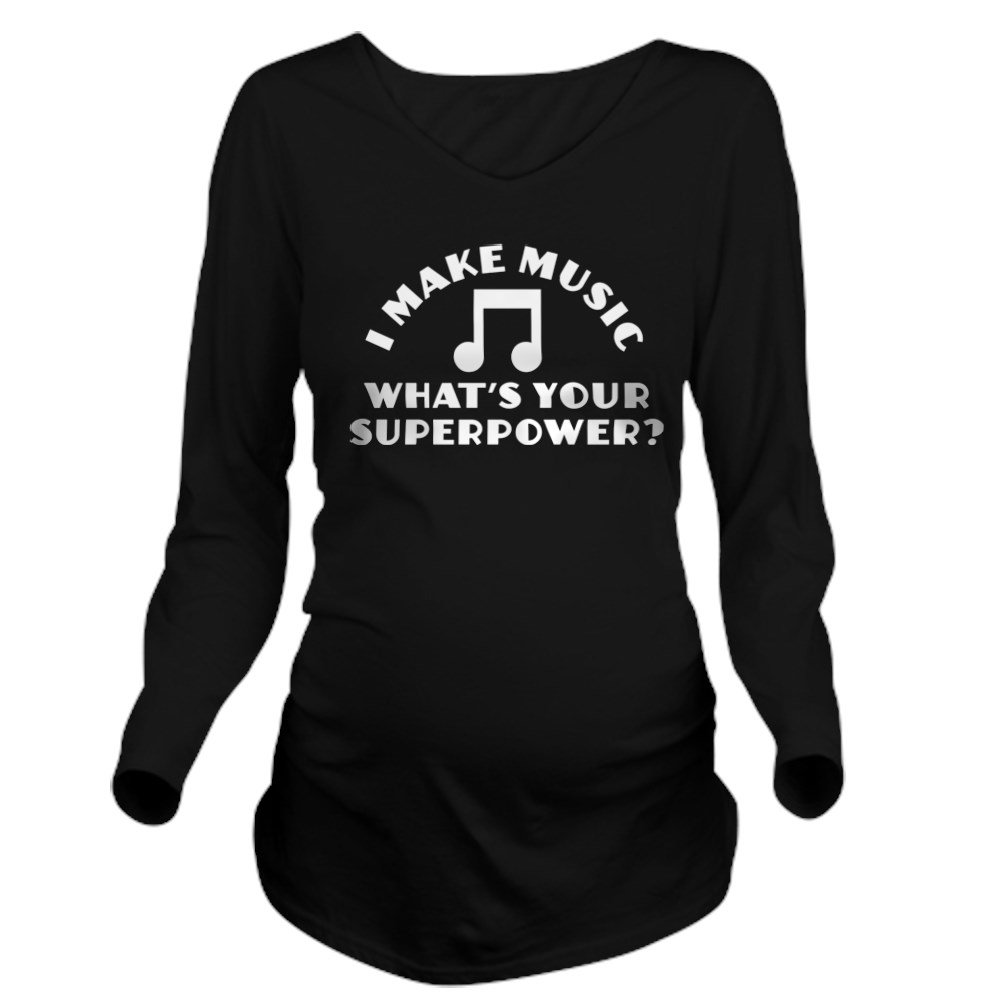 I Make Music Long Sleeve Maternity T-Shirt - Comfortable Pregnancy Tee for Musicians & Music Lovers - Perfect for Concerts, Rehearsals & Casual Wear