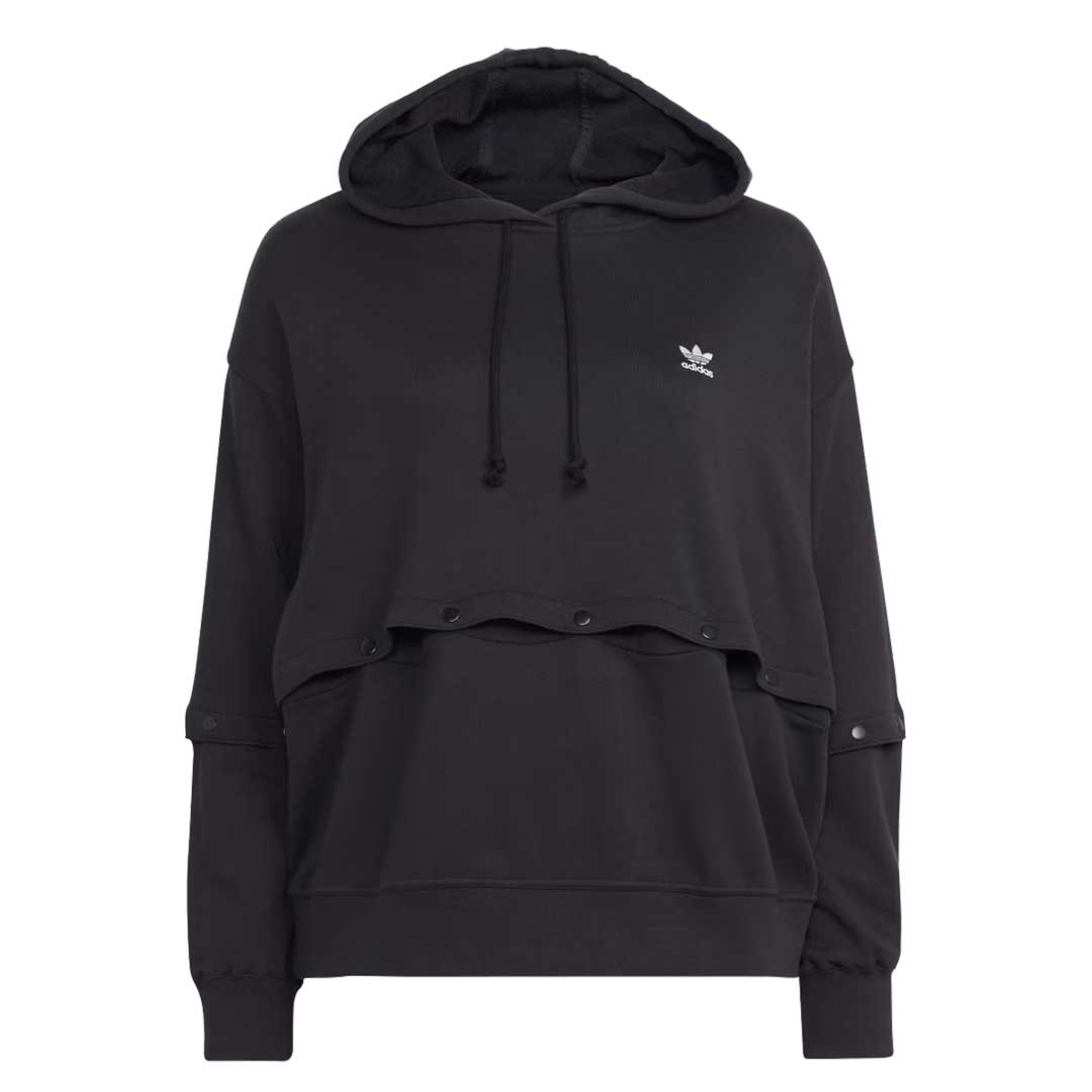 adidas Women's Original Snap Button Hoodie - Plus Size Fleece Pullover (HF2070) | Cozy Casual Wear for Lounge, Workout & Street Style