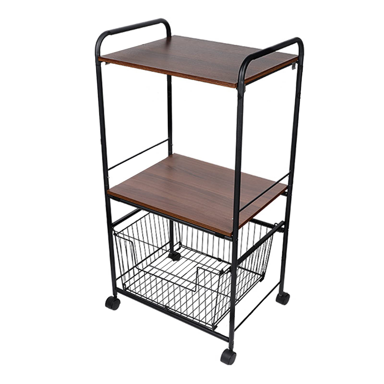 3-Tier Rolling Kitchen Cart with Storage - Adjustable Mobile Shelf Organizer for Coffee Station, Microwave, Pantry - Perfect for Kitchen, Living Room & Dining Table Organization