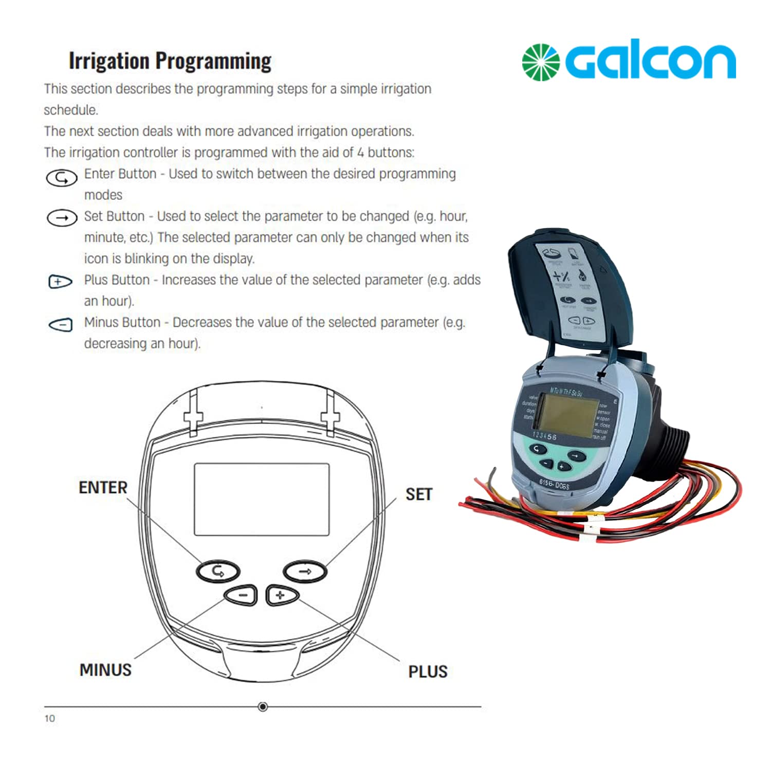 Galcon 61562 DC-6S 6-Station Battery Operated Irrigation Timer for Sprinkler & Drip Systems - Indoor/Outdoor Watering Solution with Daily/Cyclic Programs - Perfect for Home Gardens, Nurseries, Greenhouses & Propagation Misting (Model GAJFSI002P0)