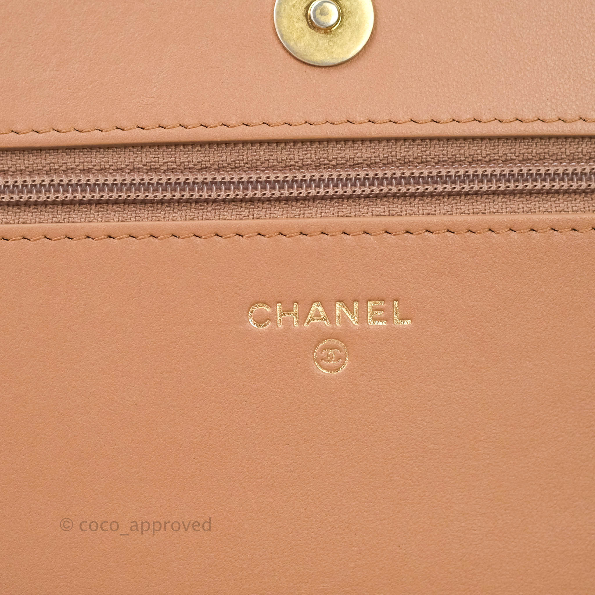 Chanel Chevron Boy Wallet on Chain WOC - Dark Beige Caviar Leather with Antique Gold Hardware | Crossbody Bag for Women, Perfect for Evening Events & Daily Use