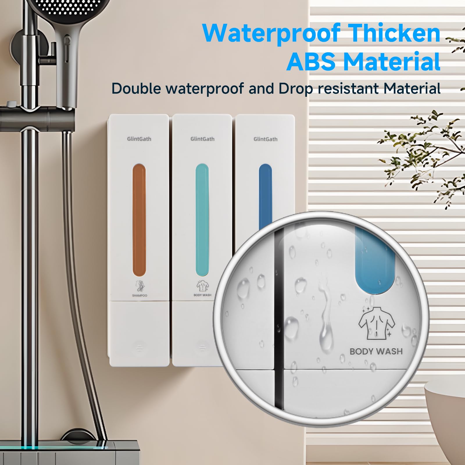 3-in-1 No Drill Wall Mounted Shower Soap Dispenser - 1200ML White Shampoo, Conditioner & Body Wash Dispenser for Bathroom, Hotel & Spa (Perfect for Family Showers & Commercial Use)