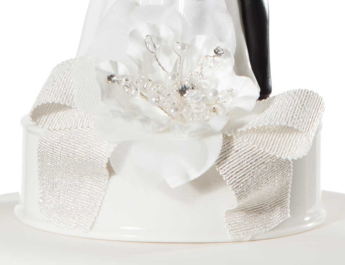 Elegant Ribbon Accent Groom Holding Bride Wedding Cake Topper - Perfect for Romantic Weddings & Anniversary Celebrations
