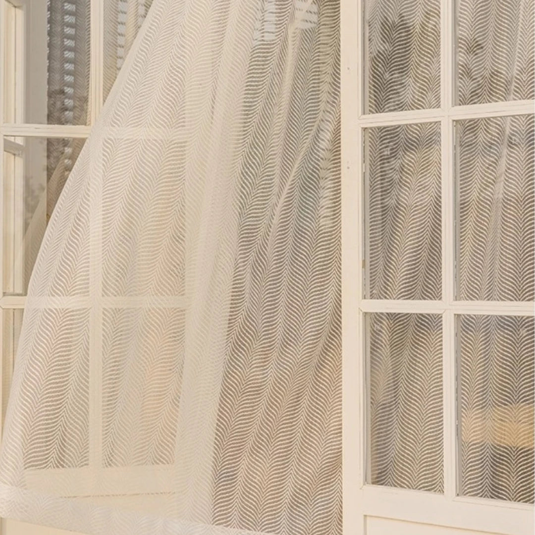 Sheila Modern Polyester Herringbone Custom Sheer Curtains for Living Room & Bedroom - Light Filtering Window Drapes with Premium Textured Fabric