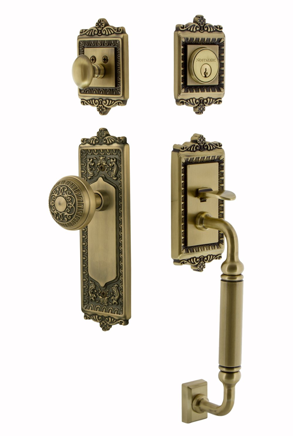Nostalgic Warehouse 727731 Egg and Dart C Grip Entry Set & Knob - 2.75