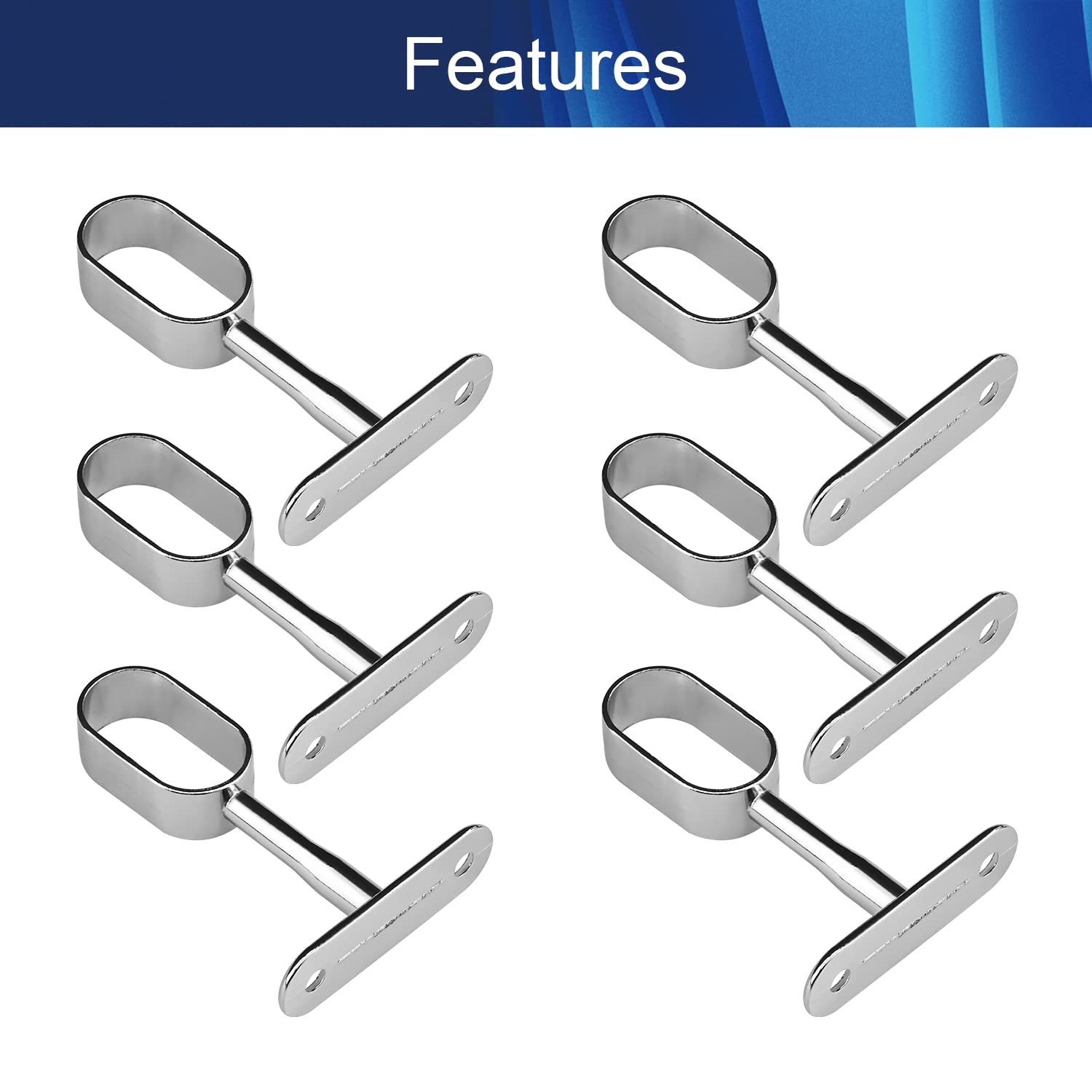 16x30mm Closet Rod Flange Holder - Heavy Duty Ceiling Wardrobe Bracket & Shower Curtain Rod Socket (6 Pack) - Perfect for Closet Organization & Bathroom Renovation Projects