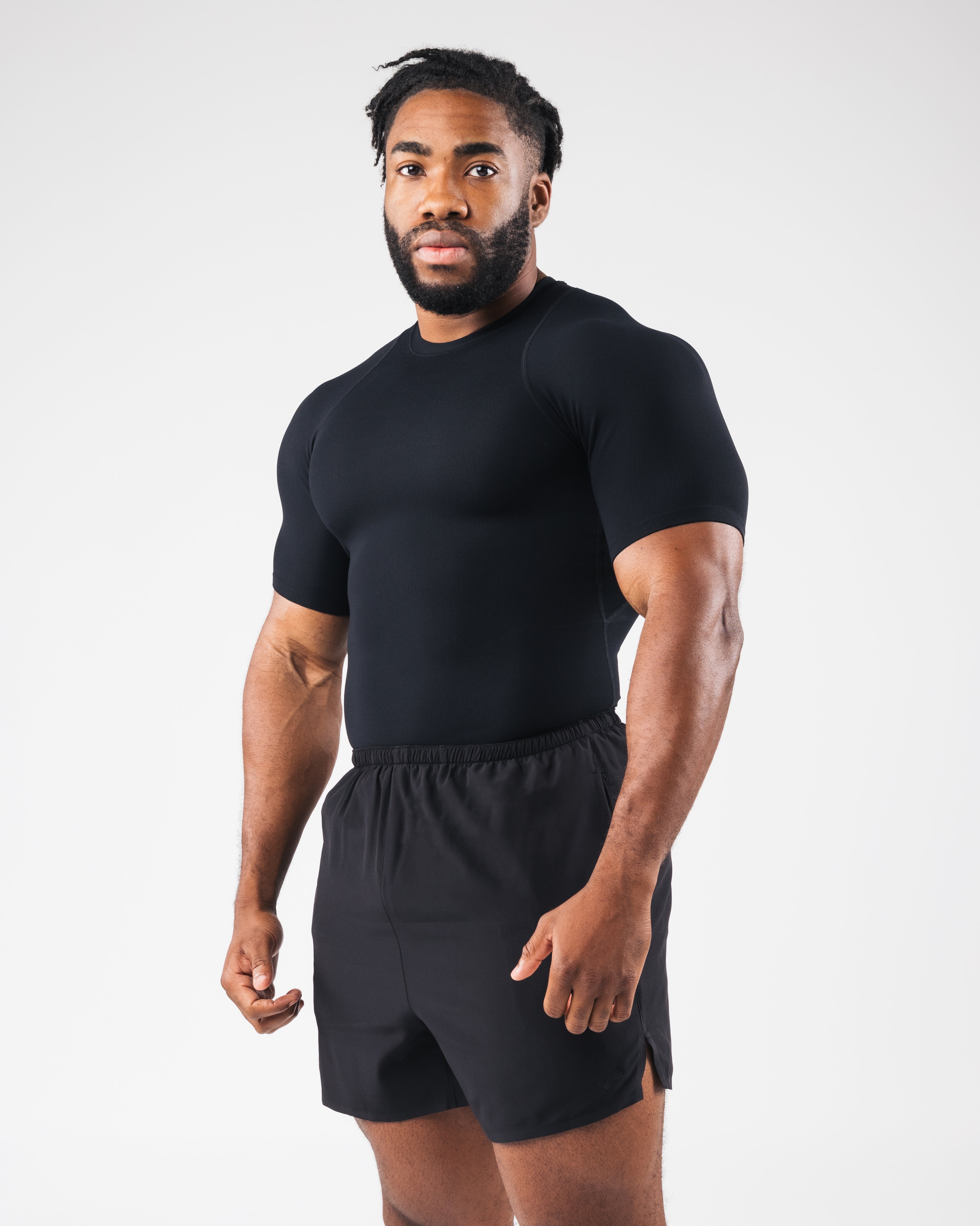 High-Performance Black Power Short Sleeve Shirt for Men - Gym, Running & Workout Activewear