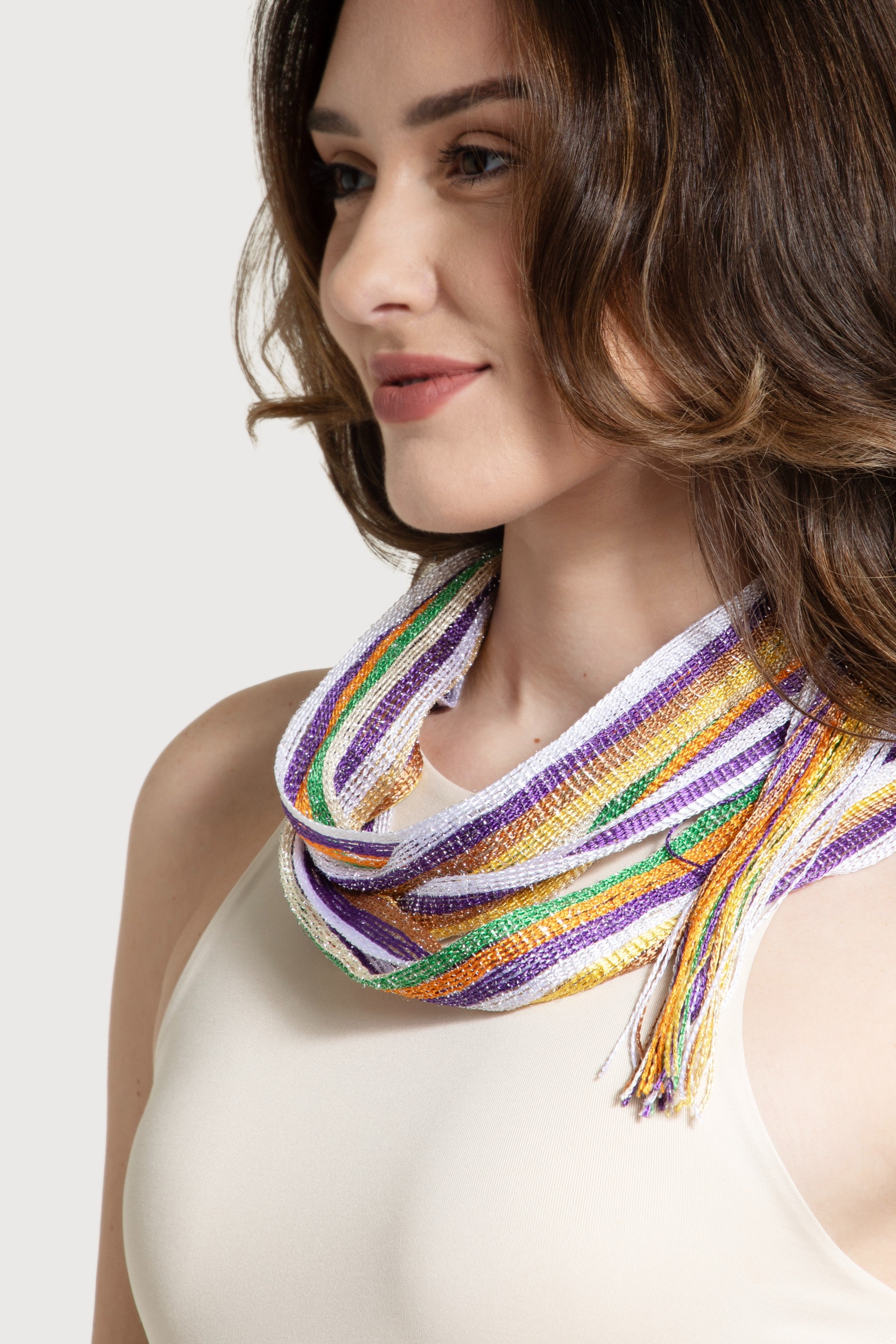 Lurex Solid Skinny Fringe Scarf for Women - Elegant Metallic Winter Shawl Wrap - Perfect for Holiday Parties, Christmas Gifts & Cold Weather Fashion