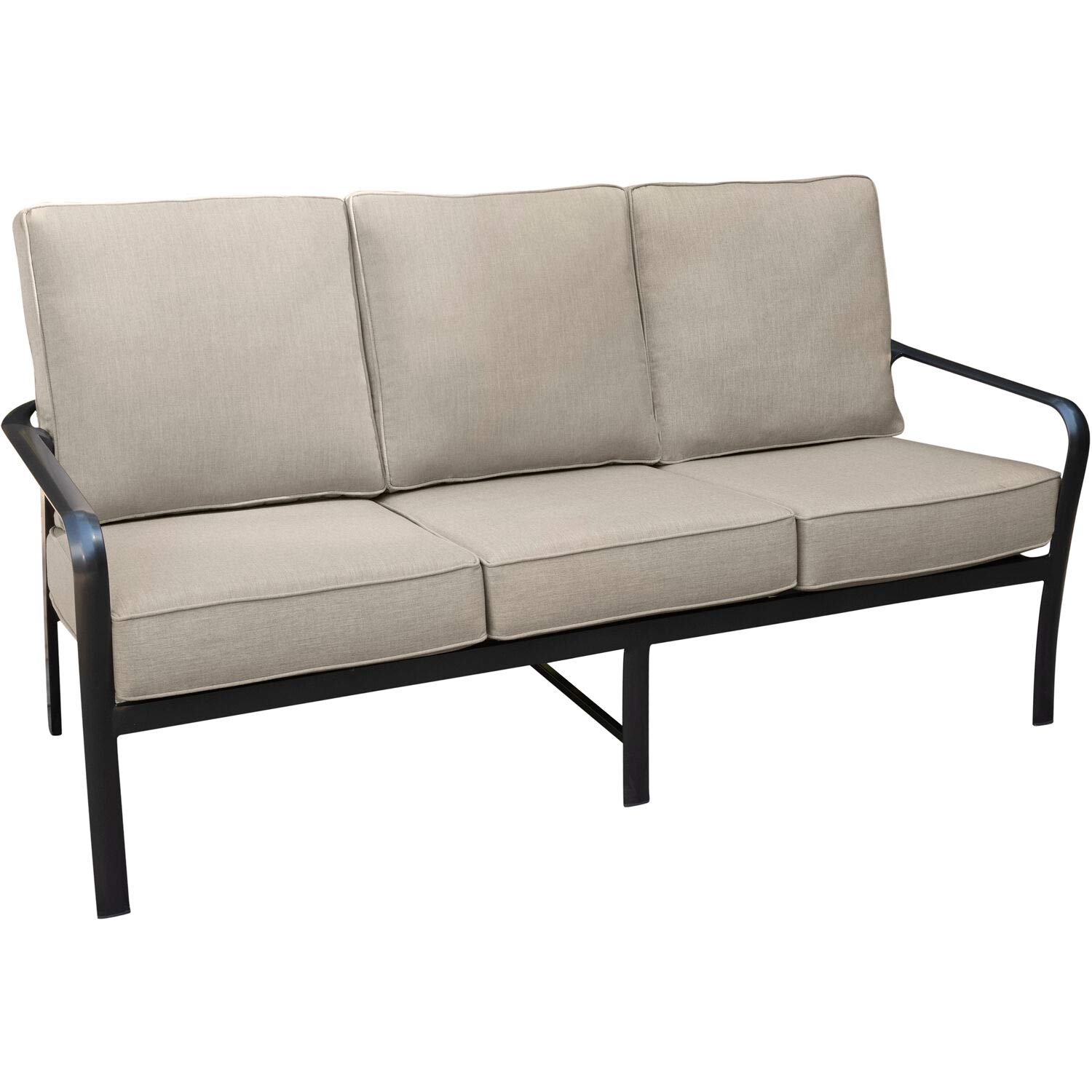 Hanover Cortino Grade Aluminum Outdoor Sofa with Plush Sunbrella Cushions - Commercial Patio Furniture, 1-Piece Set in Gunmetal/Ash - Perfect for Poolside, Garden, or Restaurant Outdoor Seating