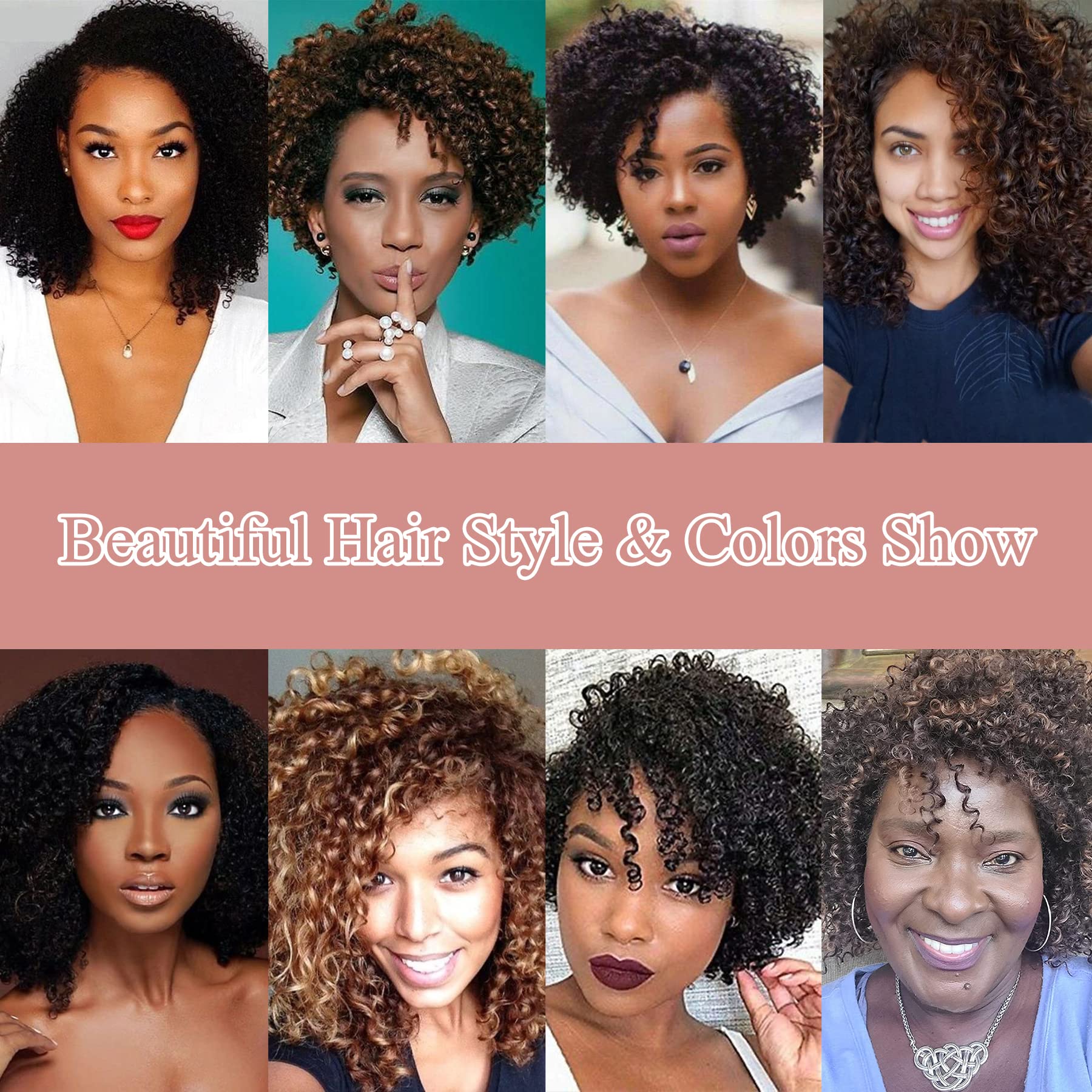 Premium Synthetic Afro Kinky Curly Wigs for Black Women - Kalyss Brown Highlights, 150% Density, Natural Looking with Bangs | Perfect for Cosplay, Daily Wear & Protective Hairstyles