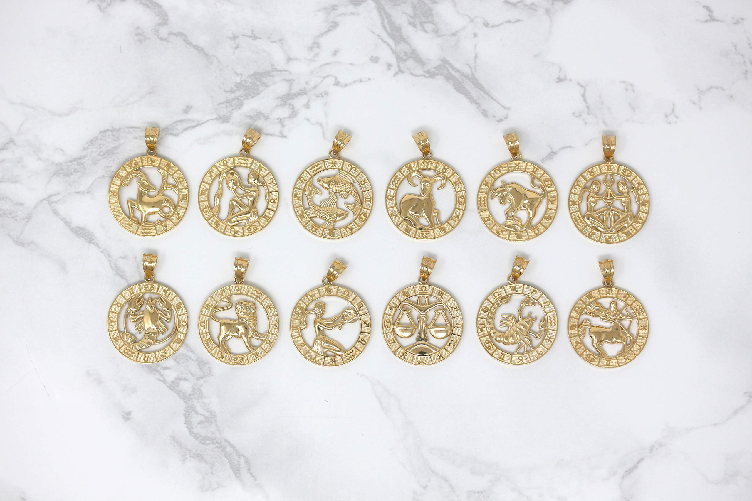 10K Yellow Gold Zodiac Pendant Necklace - Elegant Horoscope Jewelry for Women, Perfect Gift for Birthday, Anniversary & Everyday Wear