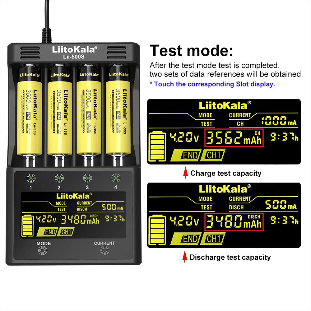 LiitoKala Lii-500S Smart Battery Charger - Universal LCD Charger for AA AAA 18650 26650 21700 Batteries (1.2V-3.7V) with Touch Button - Perfect for Home, Office & Travel Use