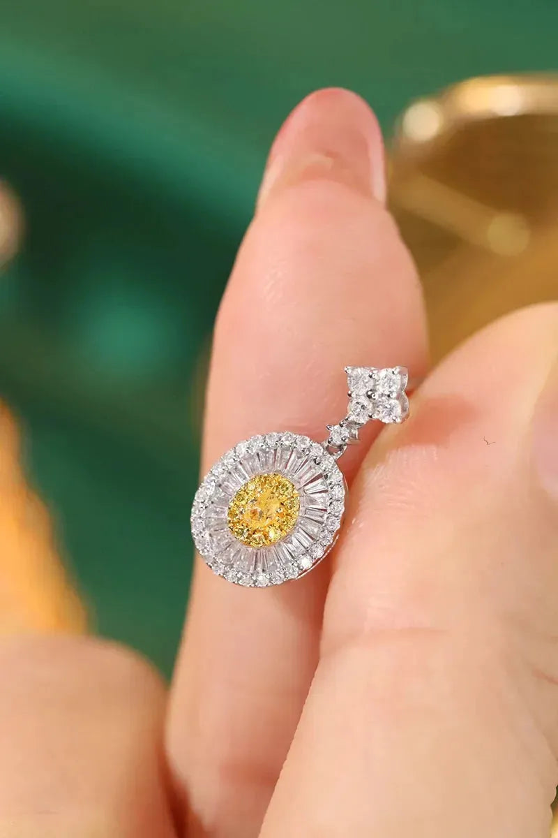18K White Gold Oval Drop Earrings with Real Natural Yellow Diamonds | Luxury Women's Jewelry for Parties, Weddings & Special Occasions