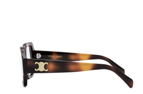 Celine TRIOMPHE CL50131I 053 Shiny Havana Square Women's Eyeglasses - Stylish Designer Glasses for Women, Perfect for Work, Reading & Fashion Accessories