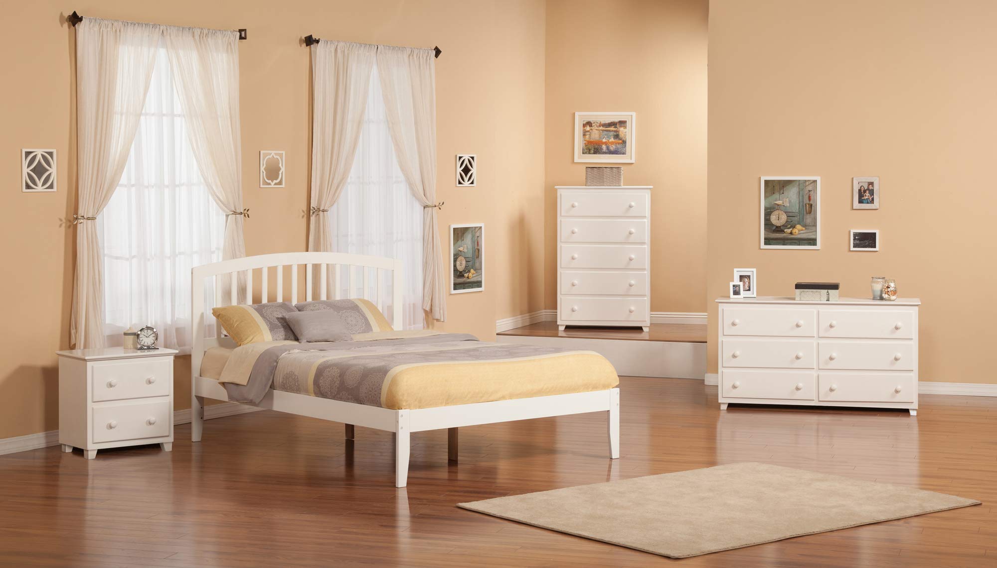 AFI Richmond Platform Bed Frame with Open Footboard - Modern White Wooden Bed for Small Spaces - Perfect for Apartments, Dorms & Guest Rooms