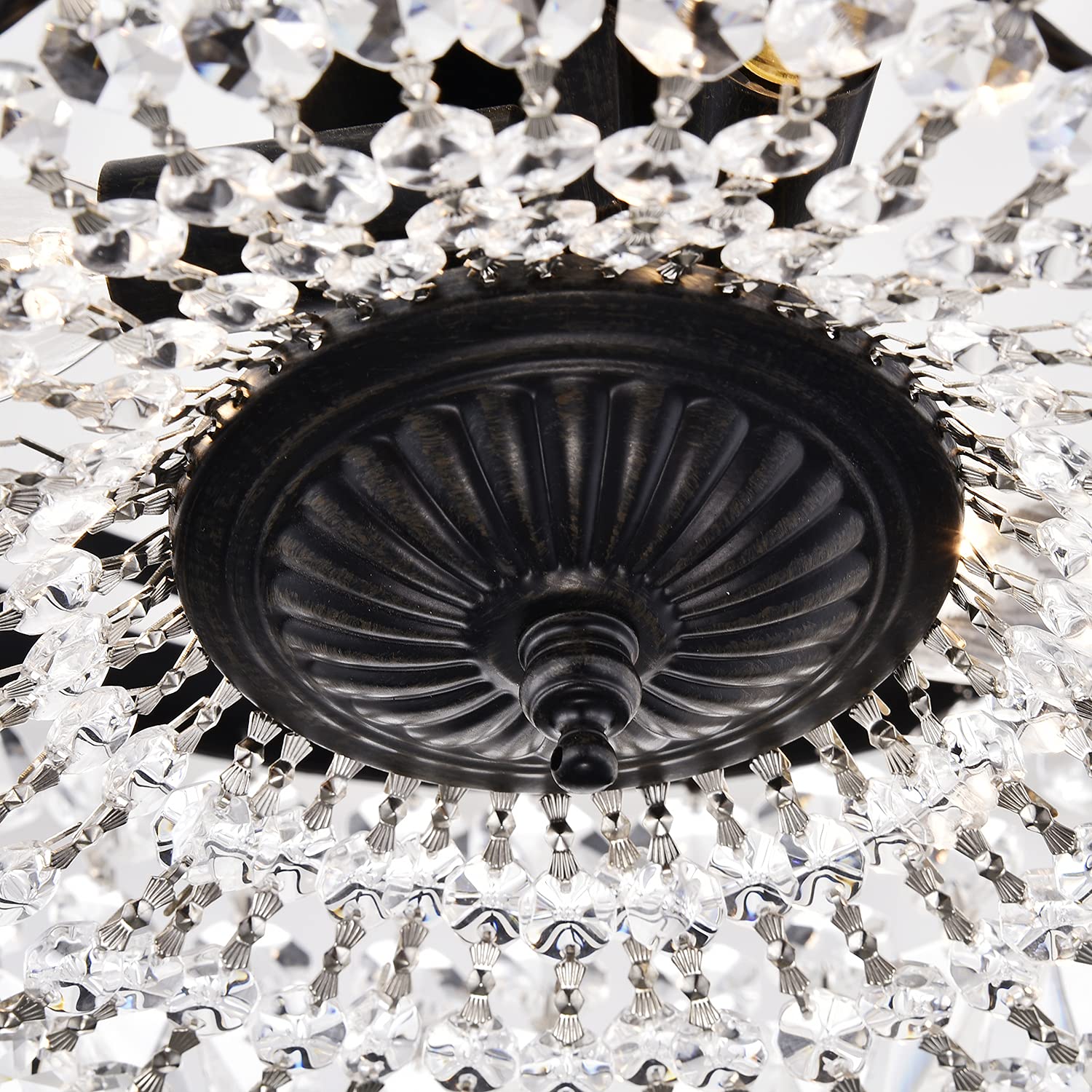 Crystal 3-Light Semi Flush Mount Ceiling Light Fixture - 11.8