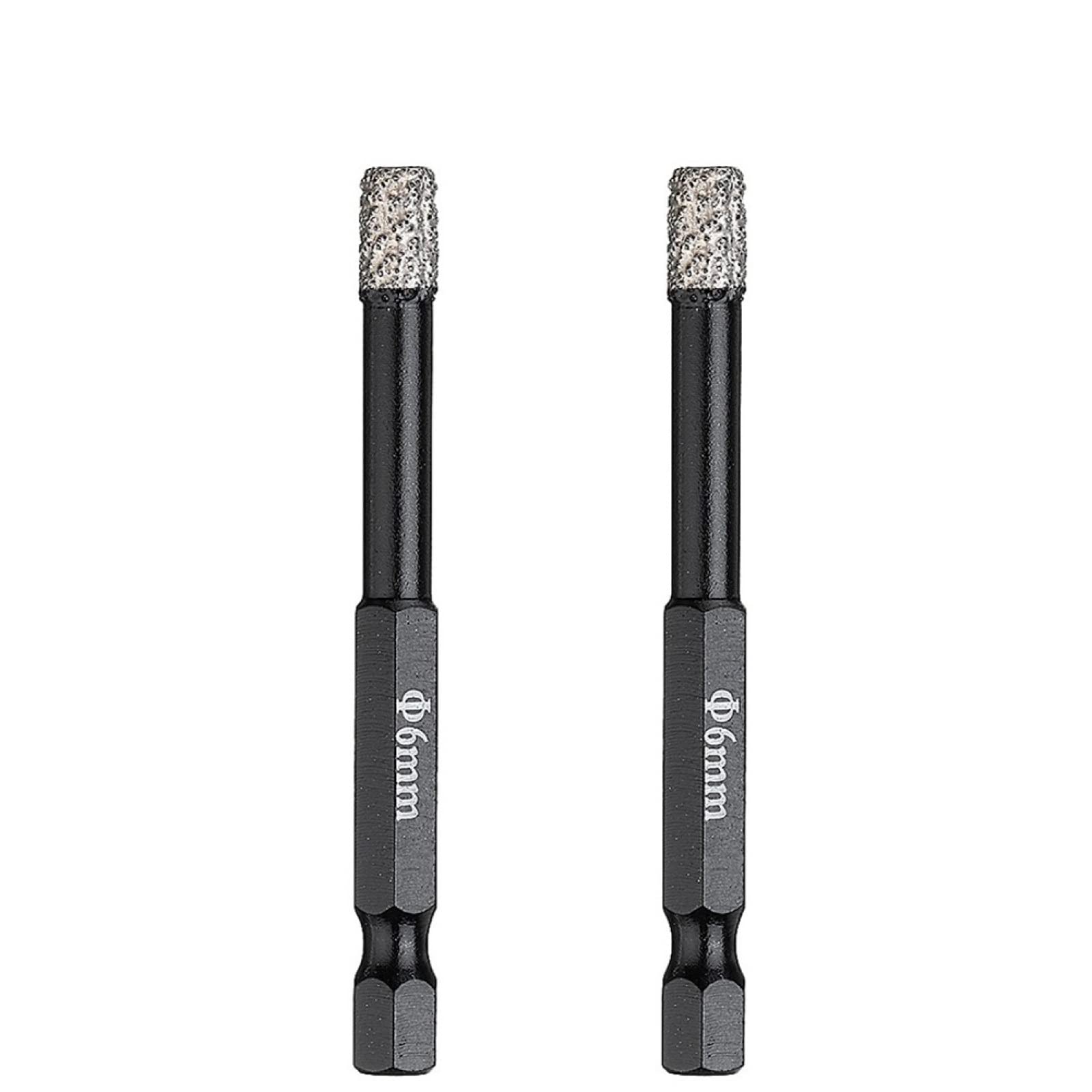 2-Pack NUSHKI 6mm Hex Shank Vacuum Brazed Diamond Drill Bits - Dry Hole Saw for Granite, Marble, Ceramic Tile & Glass - Perfect for DIY Home Renovation and Stone Countertop Installation
