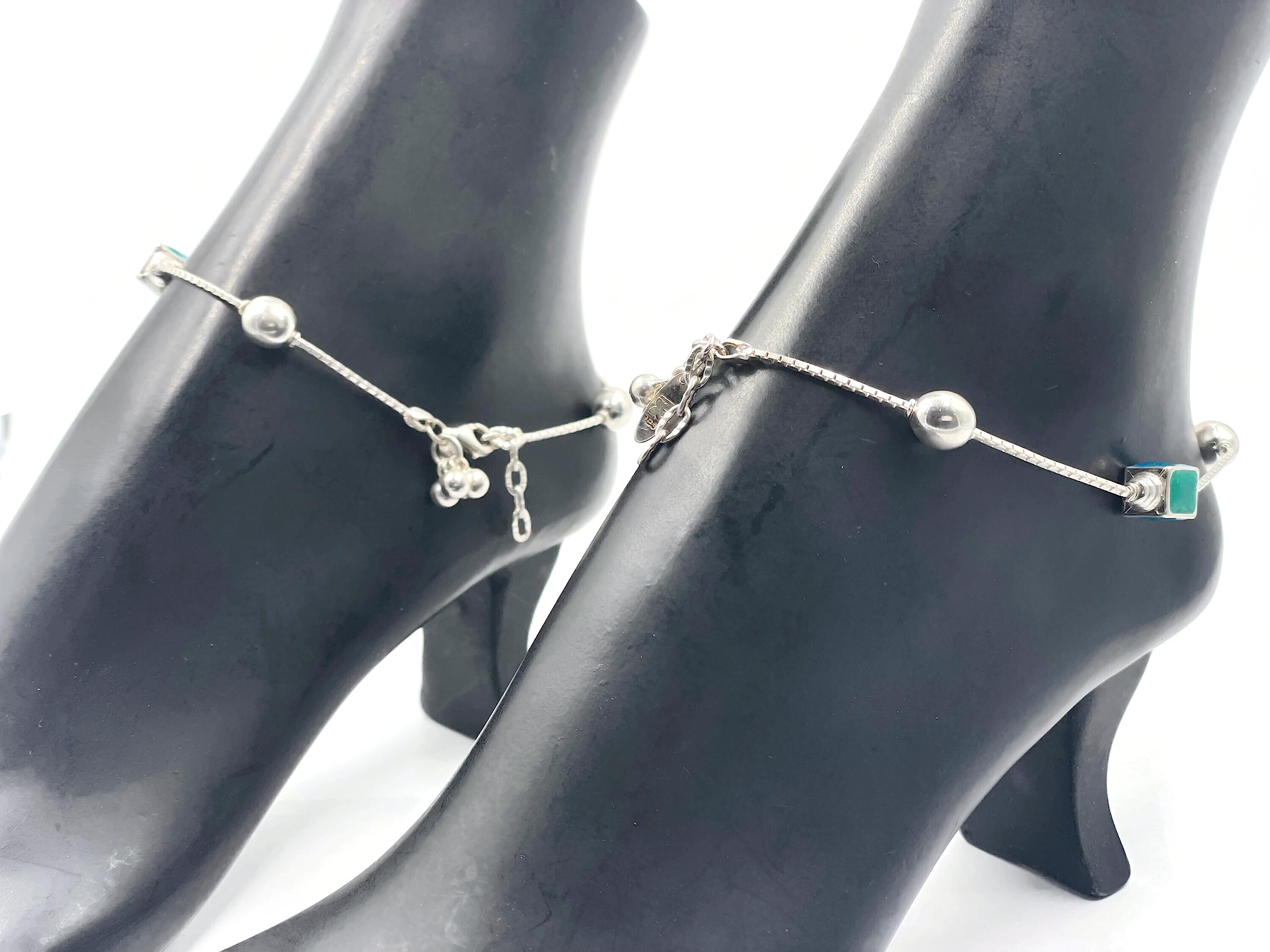 Balaji 925 Sterling Silver Antique Style Anklet Bracelet - #47 | Elegant Foot Jewelry for Women, Perfect for Weddings, Parties & Boho Fashion