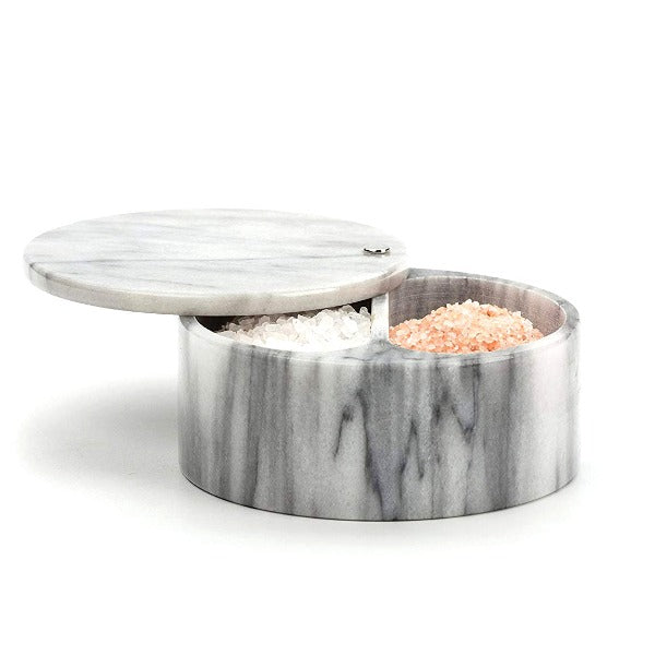Premium Marble Salt Box with Lid - Elegant Kitchen Storage for Salt, Spices & Seasonings | Perfect for Cooking, Baking & Tabletop Display