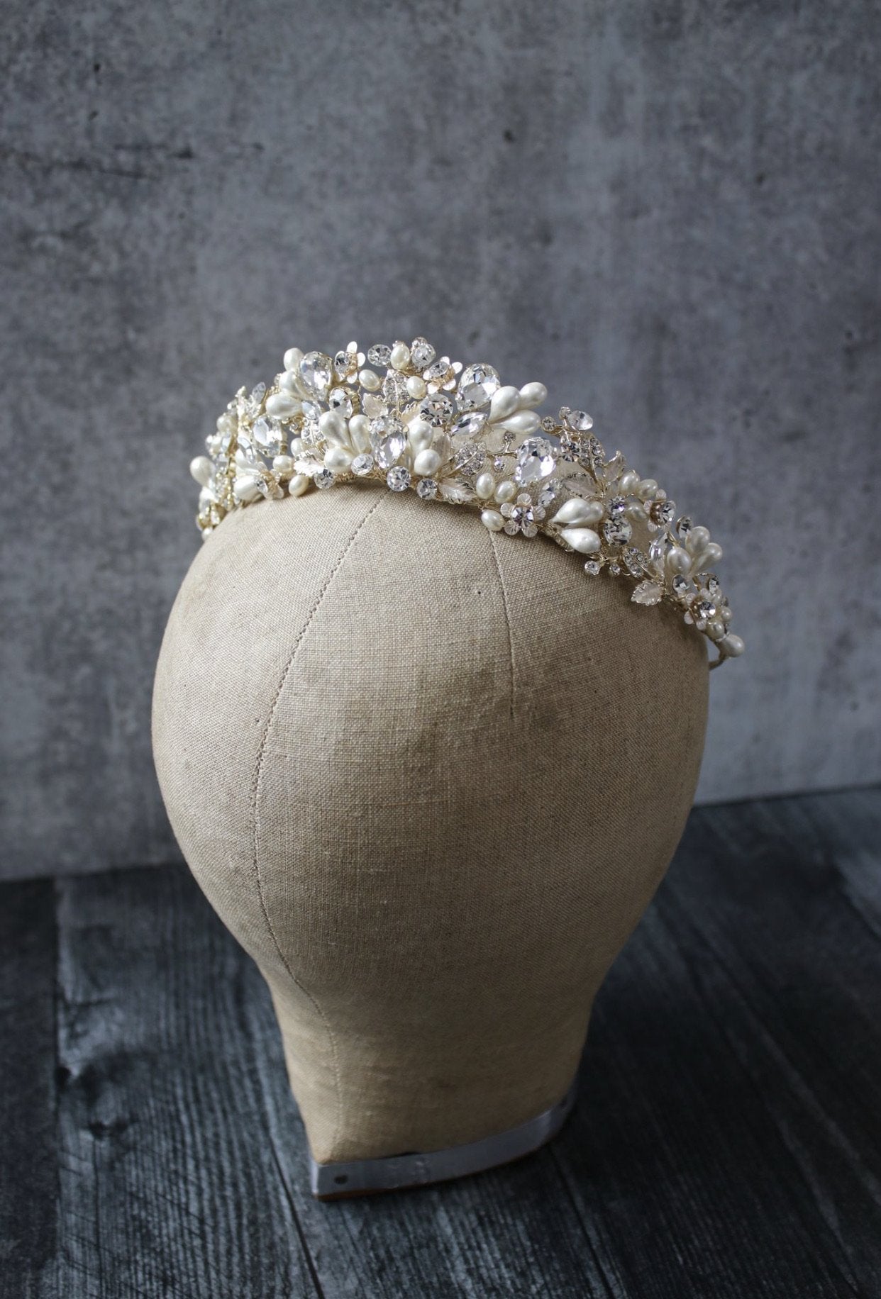 Elegant RANIER Crystal & Freshwater Pearl Bridal Tiara Headpiece - Perfect for Weddings, Prom, Pageants and Special Occasions