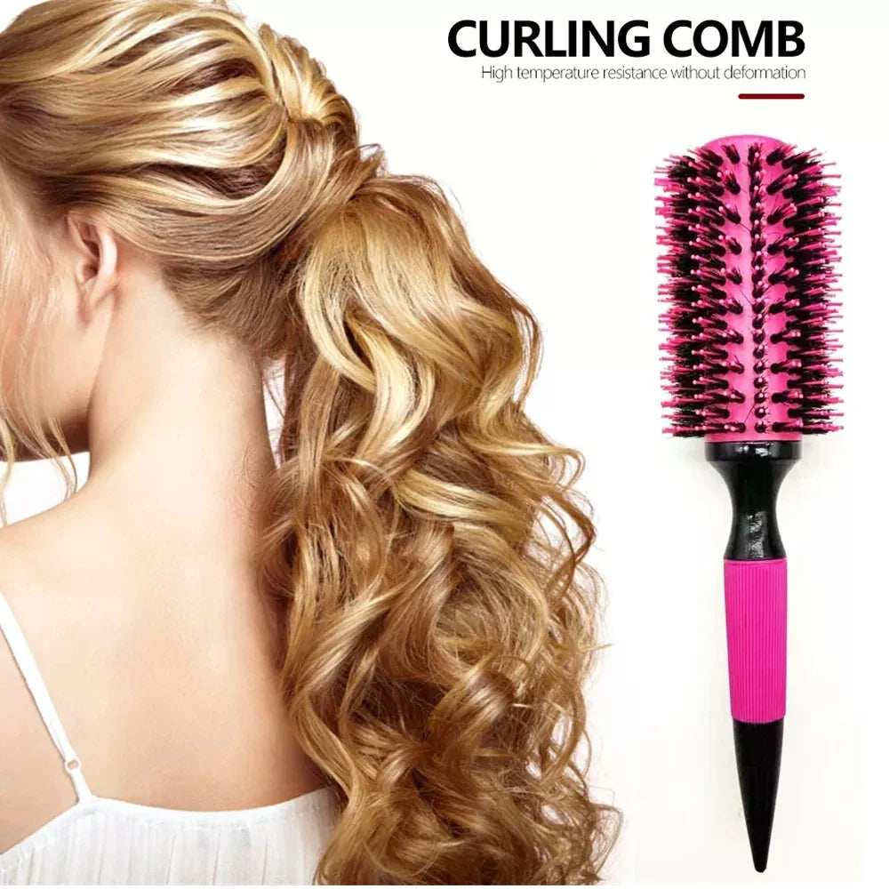 Professional Round Hair Brush with Nylon Bristles - Perfect for Blowouts, Styling & Smoothing Hair at Home or Salon