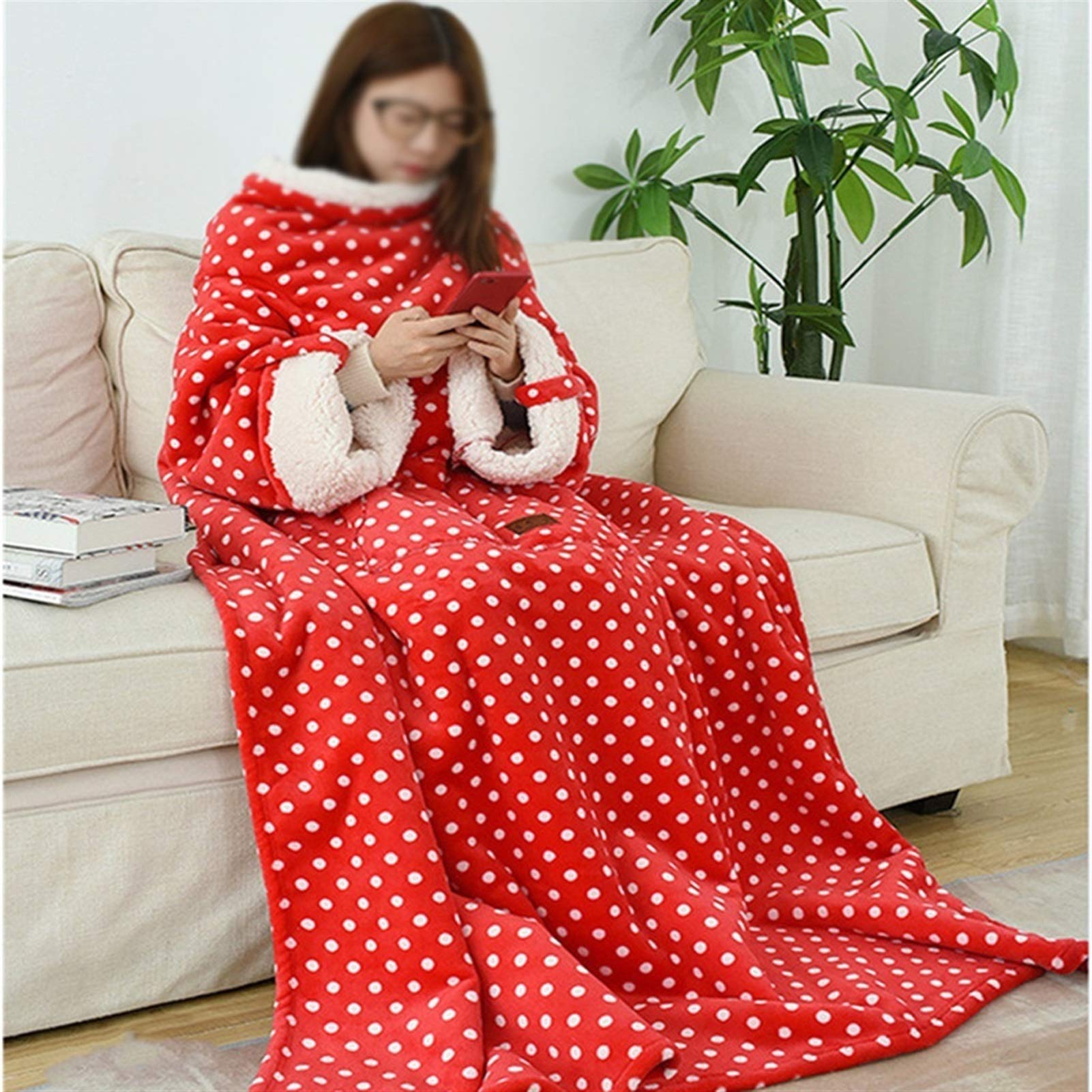 Warm Winter Hooded Fleece Blanket with Pockets - Soft Hoodie Robe for Men & Women - Cozy Pullover Sweatshirt with Sleeves - Perfect for TV Watching, Lounging & Cold Weather