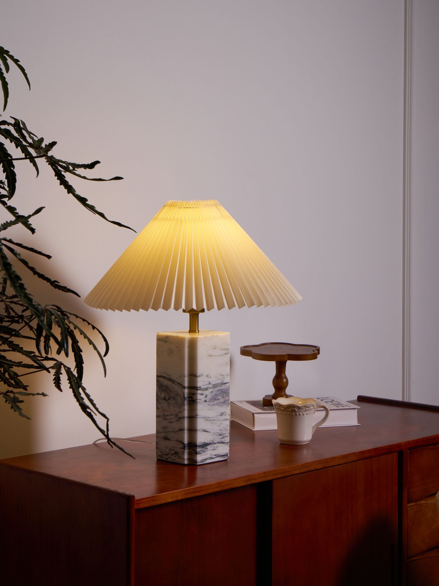 Bianca Marble Table Lamp - Elegant Home Decor Lighting for Bedroom, Living Room & Office | Modern Nightstand Lamp with Natural Stone Base