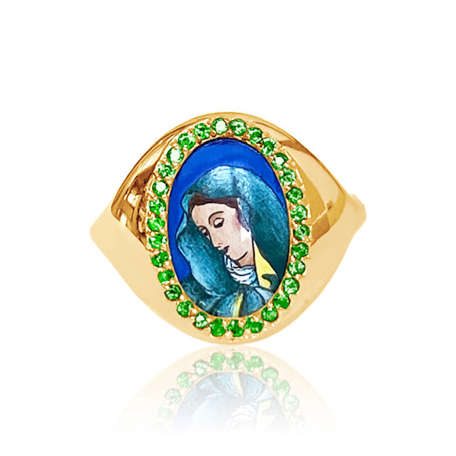 Santos Signet Sorrowful Mother Religious Pendant Necklace - Catholic Jewelry for Women, Devotional Gift for Prayer & Faith - Perfect for Church, Baptism & Spiritual Occasions