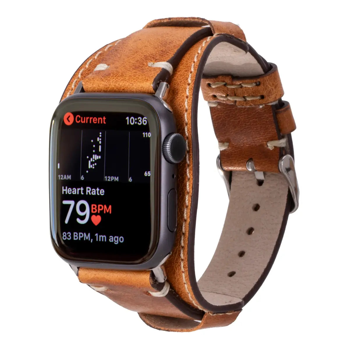 Premium Camel Brown Genuine Leather Cuff Strap for Apple Watch Series 9/8/7/SE - Adjustable Luxury Replacement Band for Work, Gym & Everyday Wear