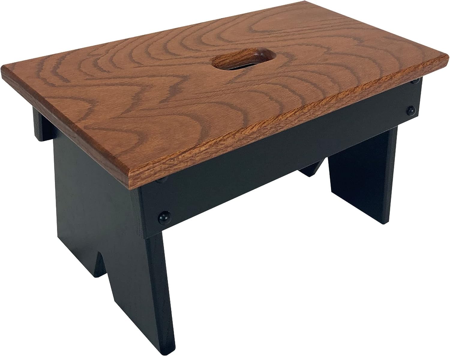 Handmade Amish Solid Oak Step Stool for Adults - Sturdy Kitchen, Bedroom, Living Room & Bathroom Step Stool - Harvest & Black Wooden Stool for Home Use - Perfect for Reaching High Shelves & Storage