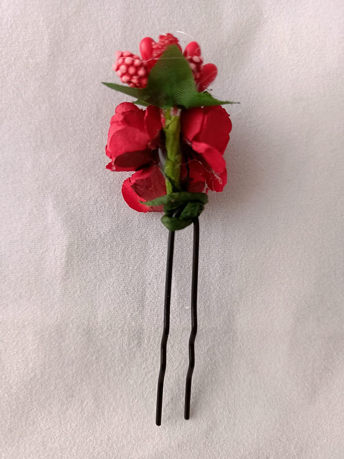 VTMS 12-Piece Red Flower Juda Bun Hair Pins for Women - Perfect for Weddings, Prom, Parties & Everyday Hairstyles