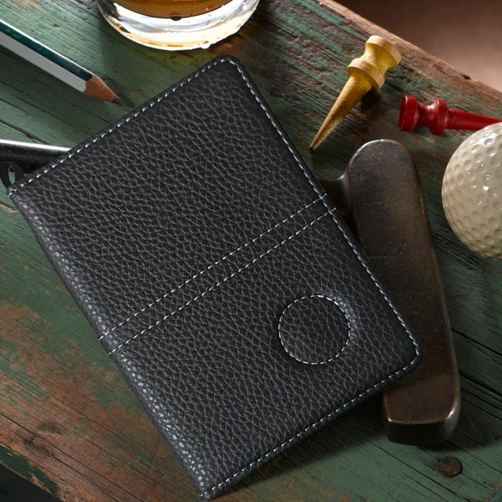 MiOYOOW Genuine Leather Golf Scorecard Holder - Portable Golf Yardage Book Keeper | Waterproof Golf Accessories for Score Tracking | Perfect for Golf Tournaments & Practice Rounds