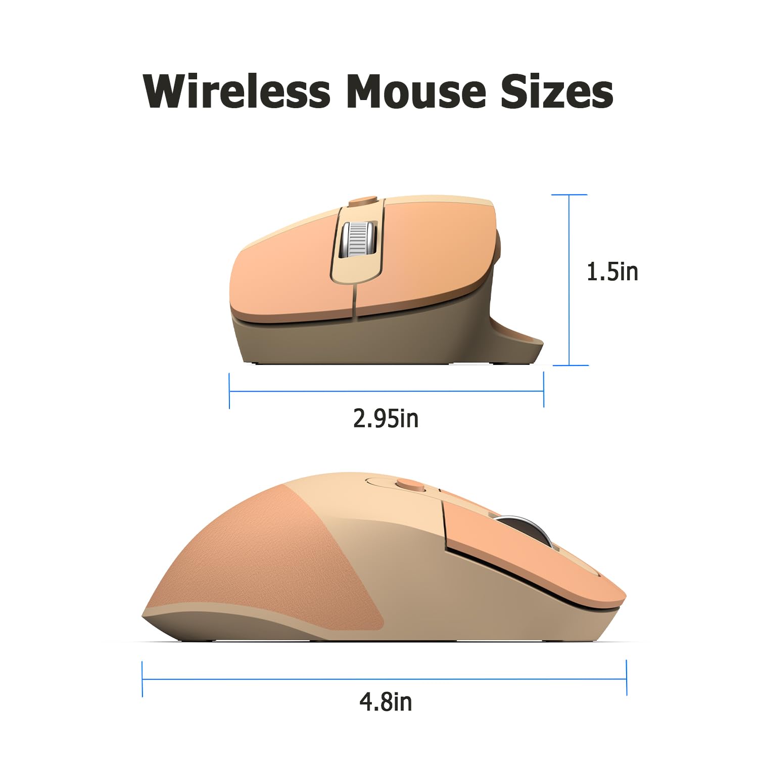 MOFII Ergonomic Wireless Mouse - Bluetooth Mouse with Silent Clicks, 5 Buttons, Multi-Device Connectivity for Windows, macOS, iPadOS - Comfortable for Office, Home & Travel Use (Cream)