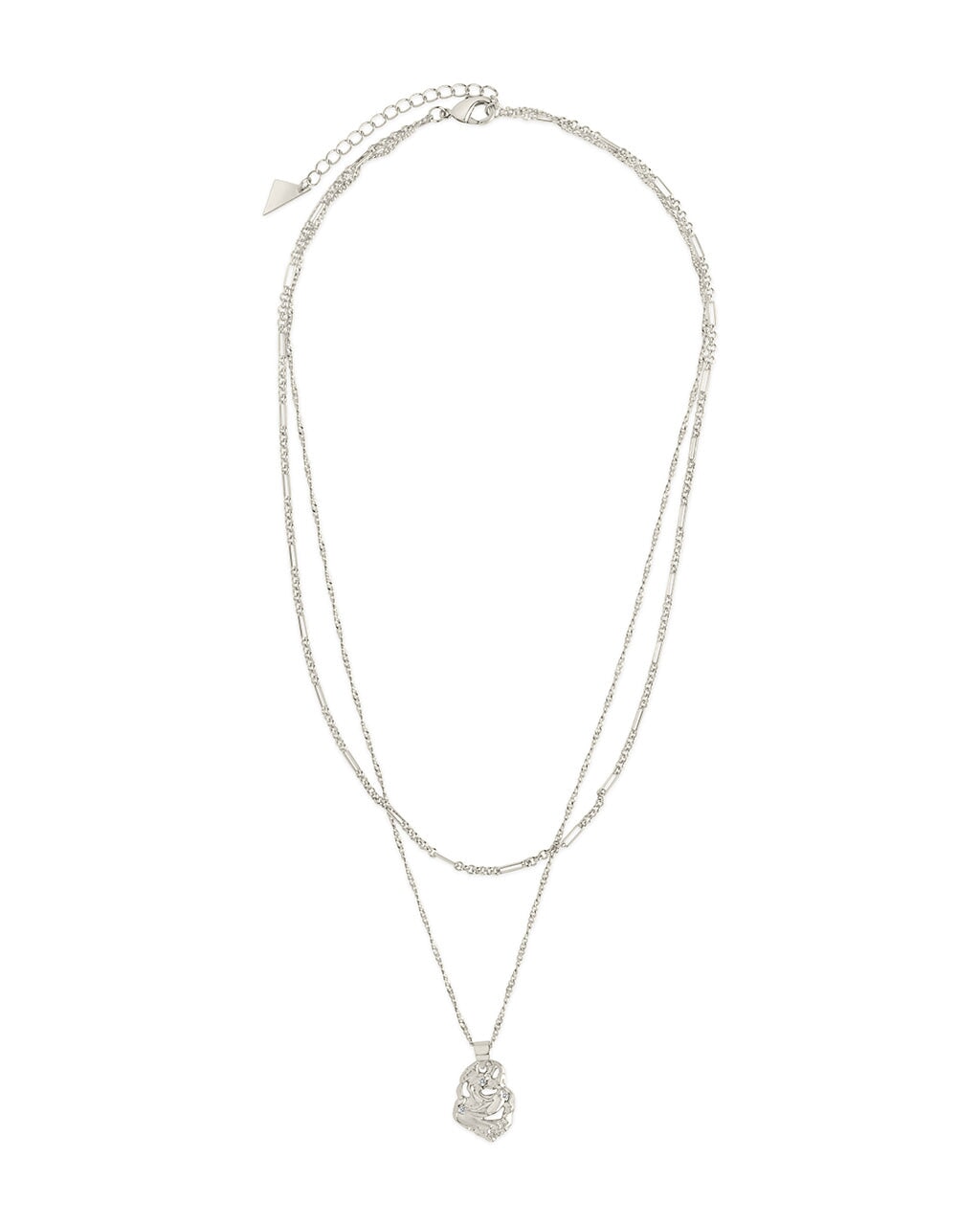 Roslyn CZ Molten Metal Charm Layered Necklace - Elegant Layered Pendant Jewelry for Women | Perfect for Date Night, Party & Everyday Wear