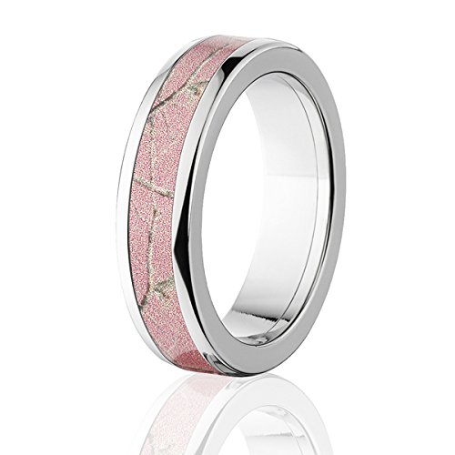 Realtree Pink Camouflage Titanium Rings for Women – Durable Camo Wedding Bands & Fashion Jewelry – Perfect for Outdoor Adventures, Hunting, and Everyday Wear