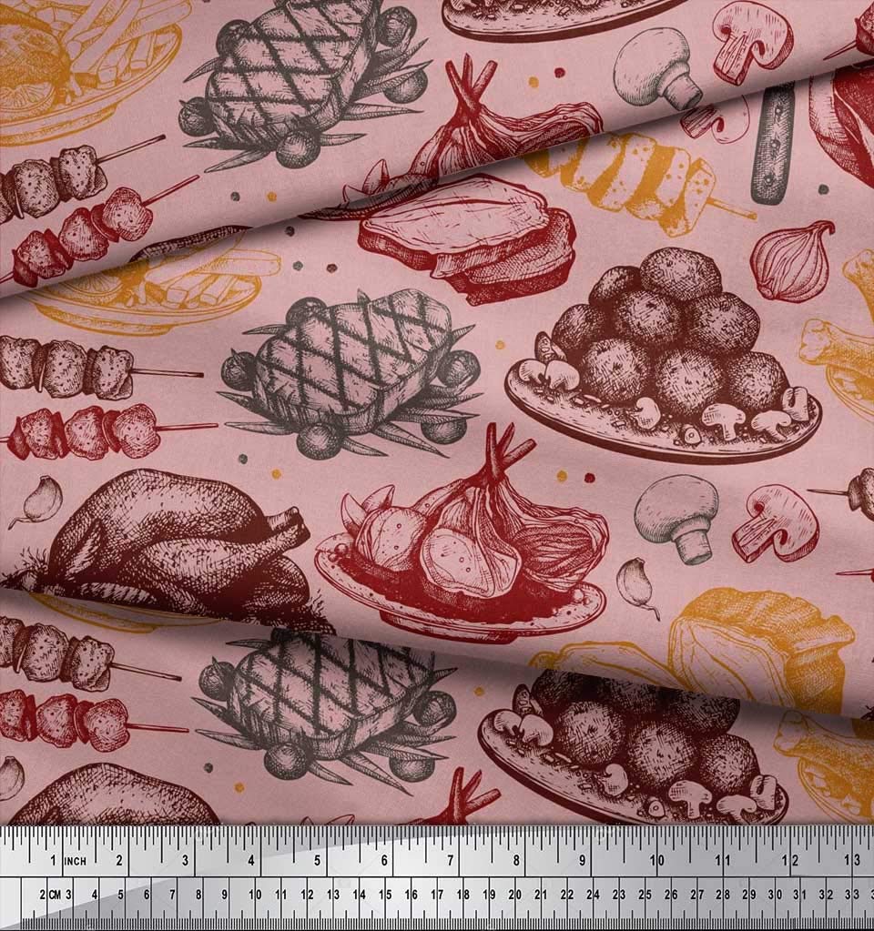 Soimoi Pink Cotton Voile Fabric - 56