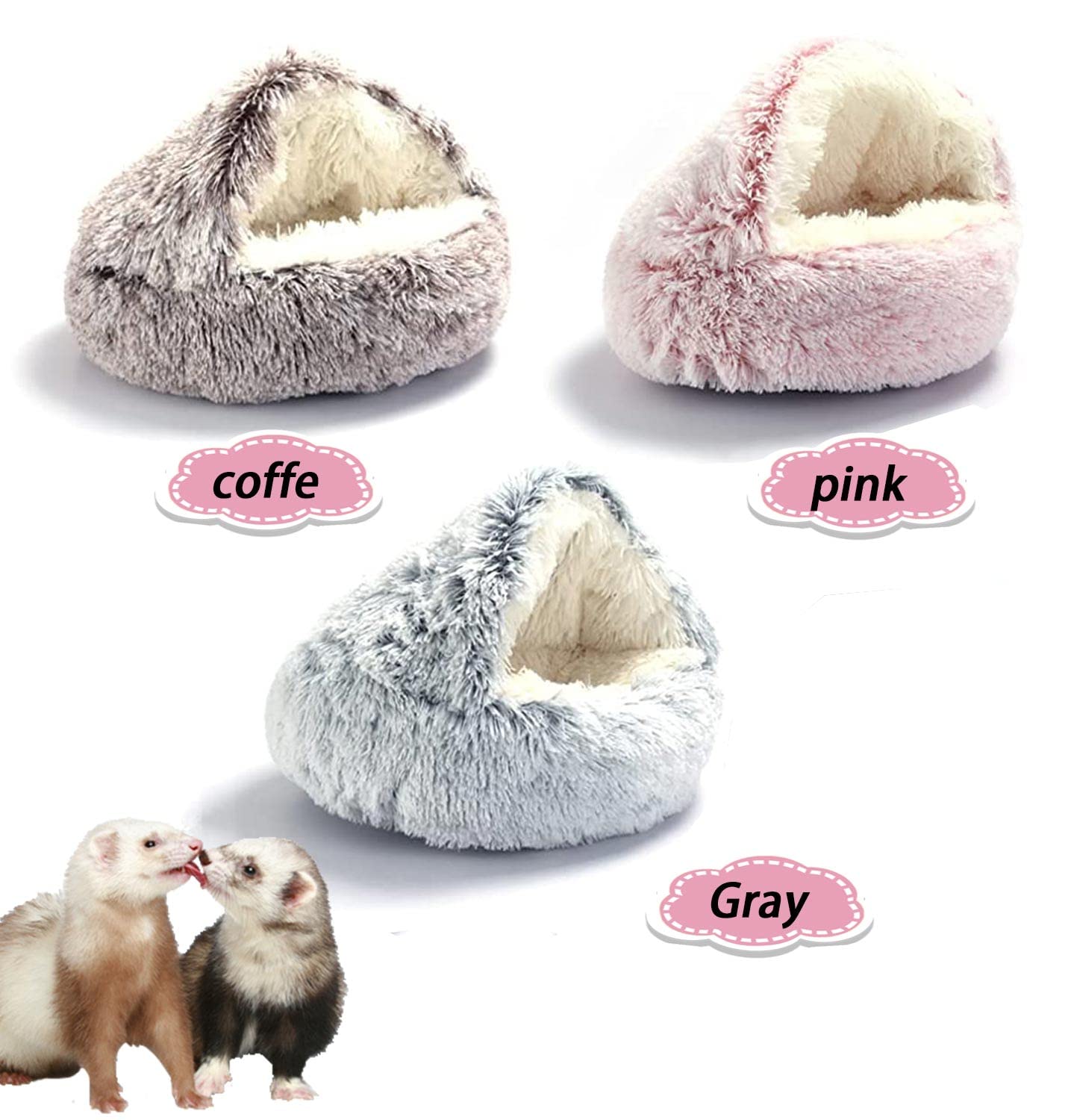 Ferret Bed Cave & Hideout - Cozy Small Animal Bed for Ferrets, Hamsters, Hedgehogs - Brown Cage Accessories for Sleeping & Play (Perfect for Small Pet Cages & Play Areas)