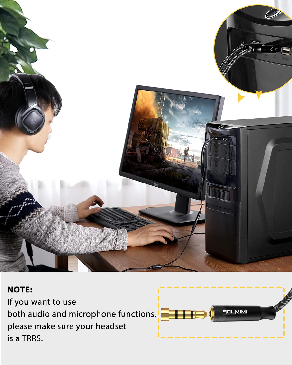 3.5mm Headphone Splitter Cable - Female to Dual Male TRS Audio Y Adapter for Gaming Headsets & PC | CTIA Standard | Nylon-Braided Matte Black (0.3M) | Perfect for Multiplayer Gaming, Streaming & Conference Calls