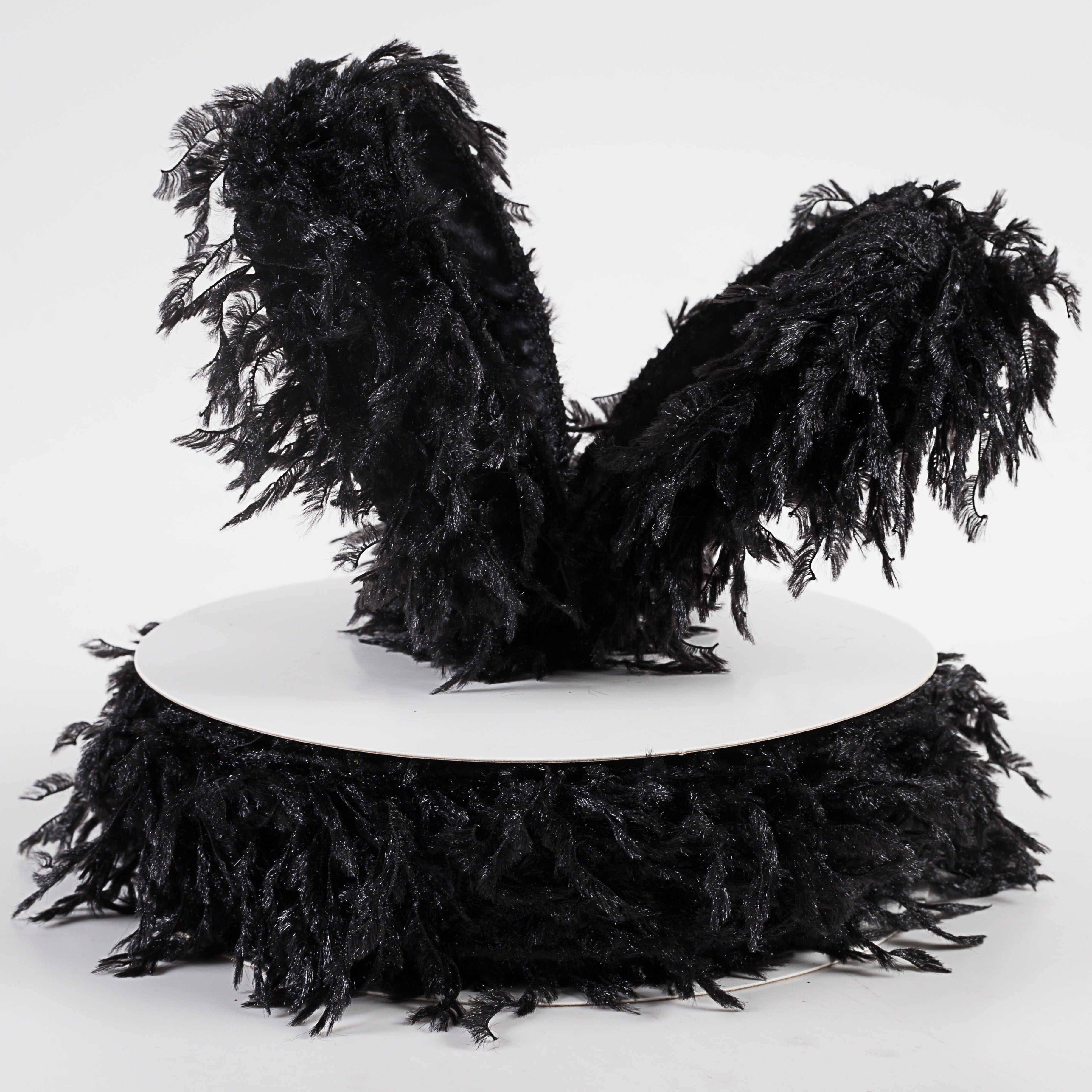 1.5 Inch Black Furry Ribbon - 10 Yards for DIY Crafts, Gift Wrapping, and Hair Accessories