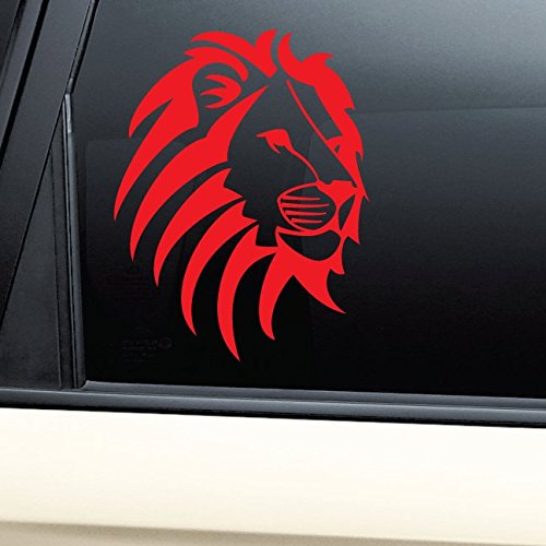Lion Face Vinyl Decal Sticker - Premium Car, Truck Bumper & Laptop Window Decoration - Vibrant Red Color - Perfect for Personalizing Vehicles, Electronics & Home Decor