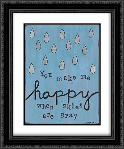 Martin Monica 15x17 Black Ornate Framed Double Matted Museum Art Print - 'You Make Me Happy' Wall Decor for Living Room, Bedroom & Office