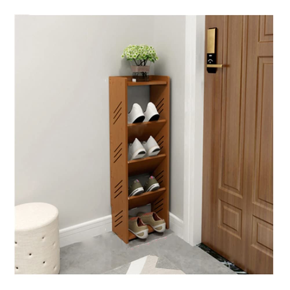 4-Tier Slim Shoe Rack for Entryway - Space Saving Shoe Storage Cabinet with Slanted Design, Large Capacity Shoe Organizer (26.1 x 7.6 x 65 cm) - Perfect for Small Spaces, Apartments, and Closet Organization (5-Tier Option Available)
