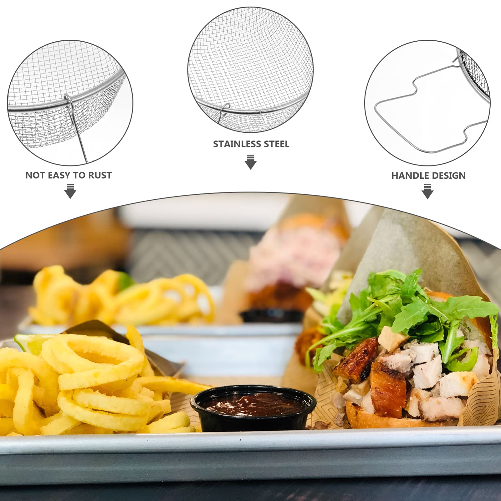 Stainless Steel Frying Basket for Food - 1pc Deep Fry Basket for Turkey, Desserts & Snacks - Perfect for Home Cooking, Restaurants & Outdoor BBQ
