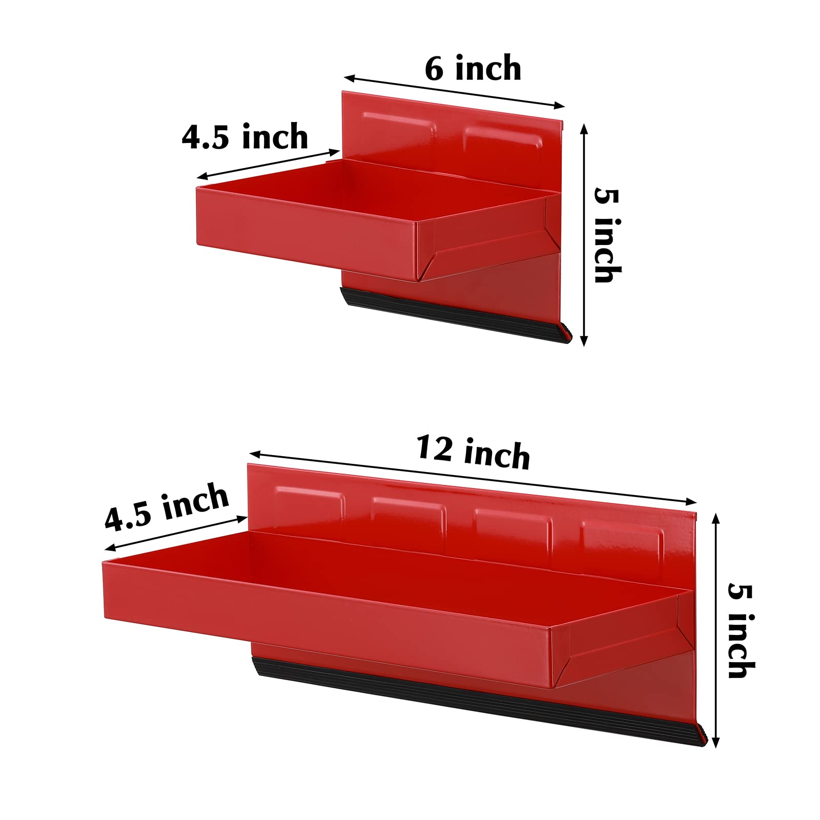 4PCS Magnetic Tool Shelf Set with Tray & Paper Towel Holder - Strong Magnet Organizer for Metal Surfaces - Red - Perfect for Garage, Workshop & DIY Projects