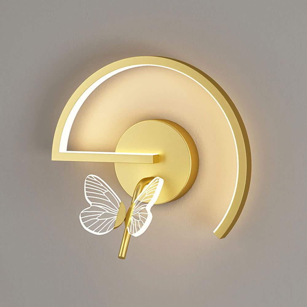 Modern 12W LED Wall Sconce Light - Semi-Arc Metal Fixture for Bedroom, Living Room & Stairwell - Butterfly Headboard Lamp for Home Decor | Perfect for Ambient Lighting, Bedside Reading & Staircase Safety